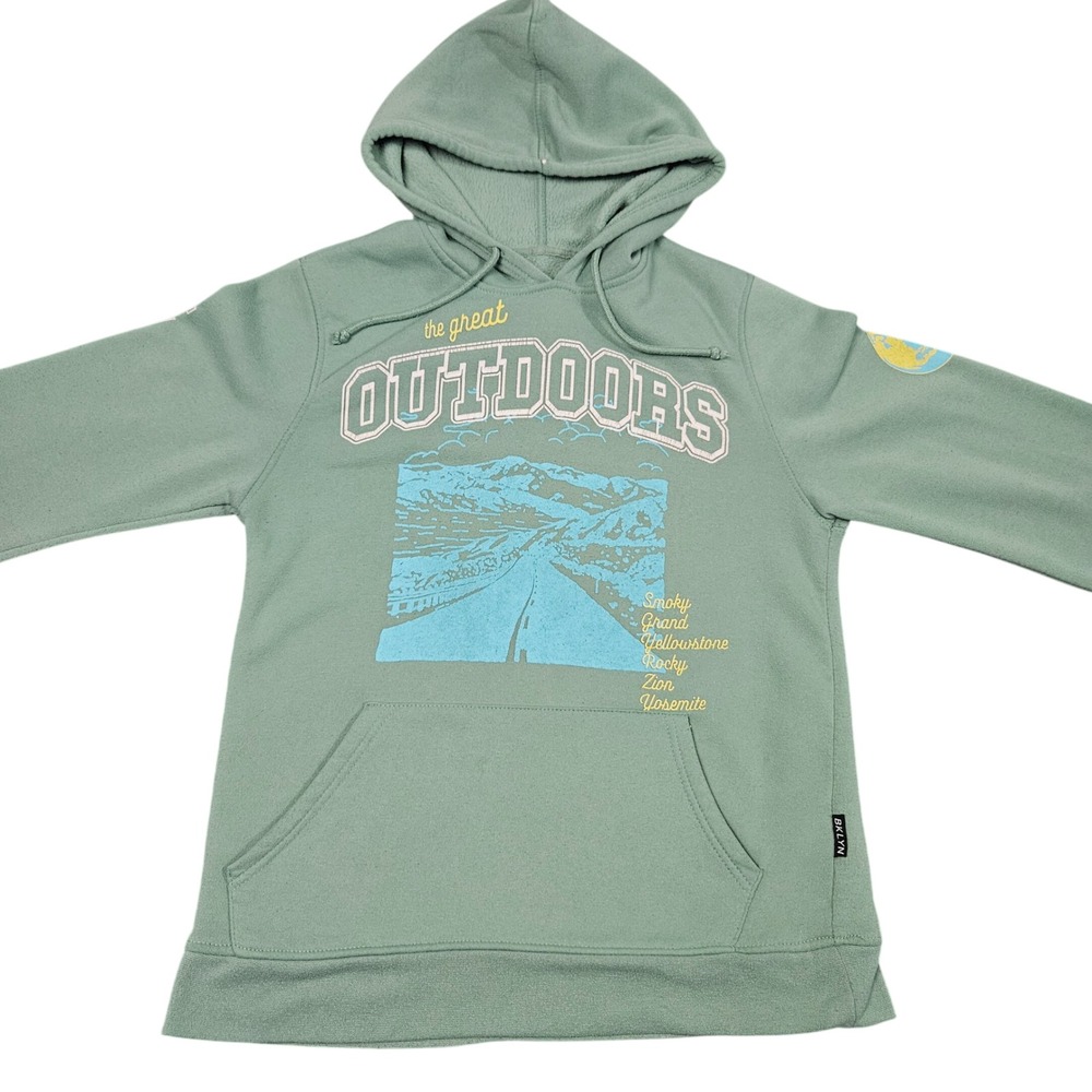 Great Outdoors National‎ Parks Hoodie Green Medium Brooklyn Cloth Travel Nature